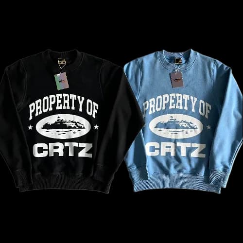 corteiz hoodie property black -baby blue - OopBuy Spreadsheet