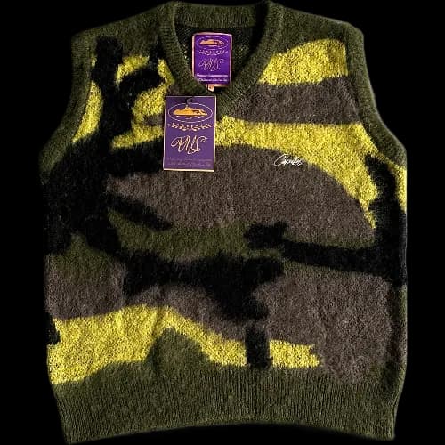 corteiz gilet Mohair Knit Green Yellow Brown Camo - OopBuy Spreadsheet