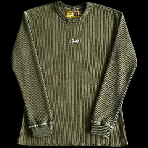 corteiz Long Sleeve Waffle C Stars -Army Green - OopBuy Spreadsheet