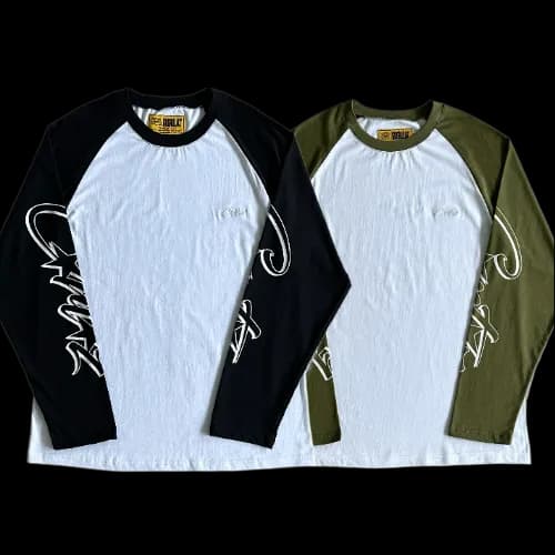 corteiz long sleeve tee Contrast color shoulder