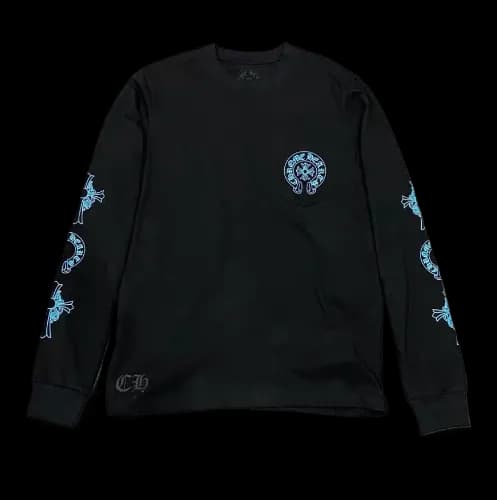 CHROME HEARTS BLUE LOGO LONG SLEEVE TEE - Image 2