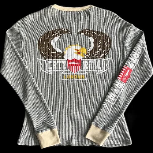 corteiz Long-sleeve Eagle Print Waffle -Light Gray - Image 2