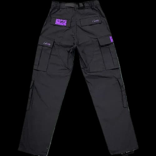 Corteiz pants cargo Black Purple Logo - Image 2