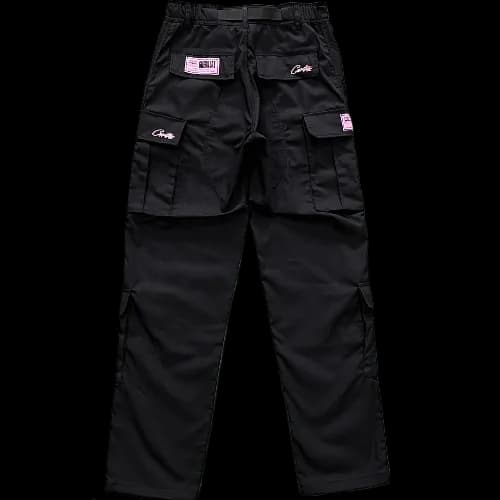 corteiz pants cargo black - pink logo - Image 2