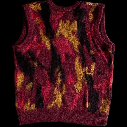corteiz gilet Mohair Knit Red Yellow Black Camo - Image 2