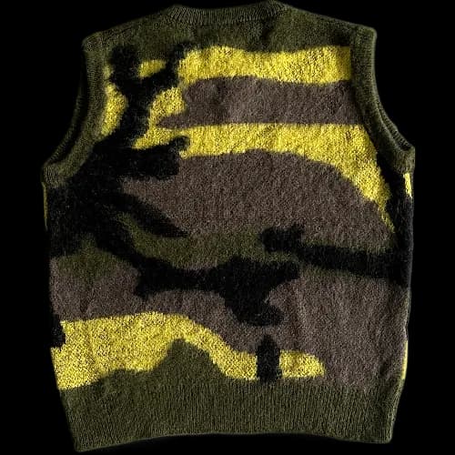 corteiz gilet Mohair Knit Green Yellow Brown Camo - Image 2