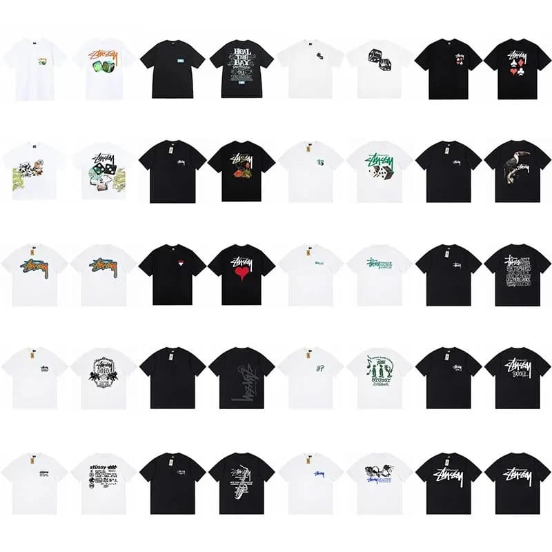 跨境外贸批发斯图西印花短袖T恤潮牌stussy休闲宽松打底衫男女ius (29)