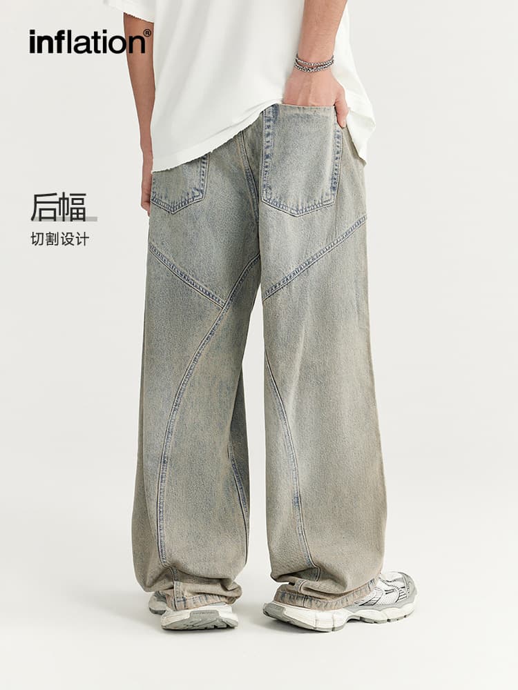 INF Men's Wear | Washed Cut Wide-Leg Jeans 2024 Spring and Summer New Trendy Street Loose Straight Men's Trousers - OopBuy Spreadsheet
