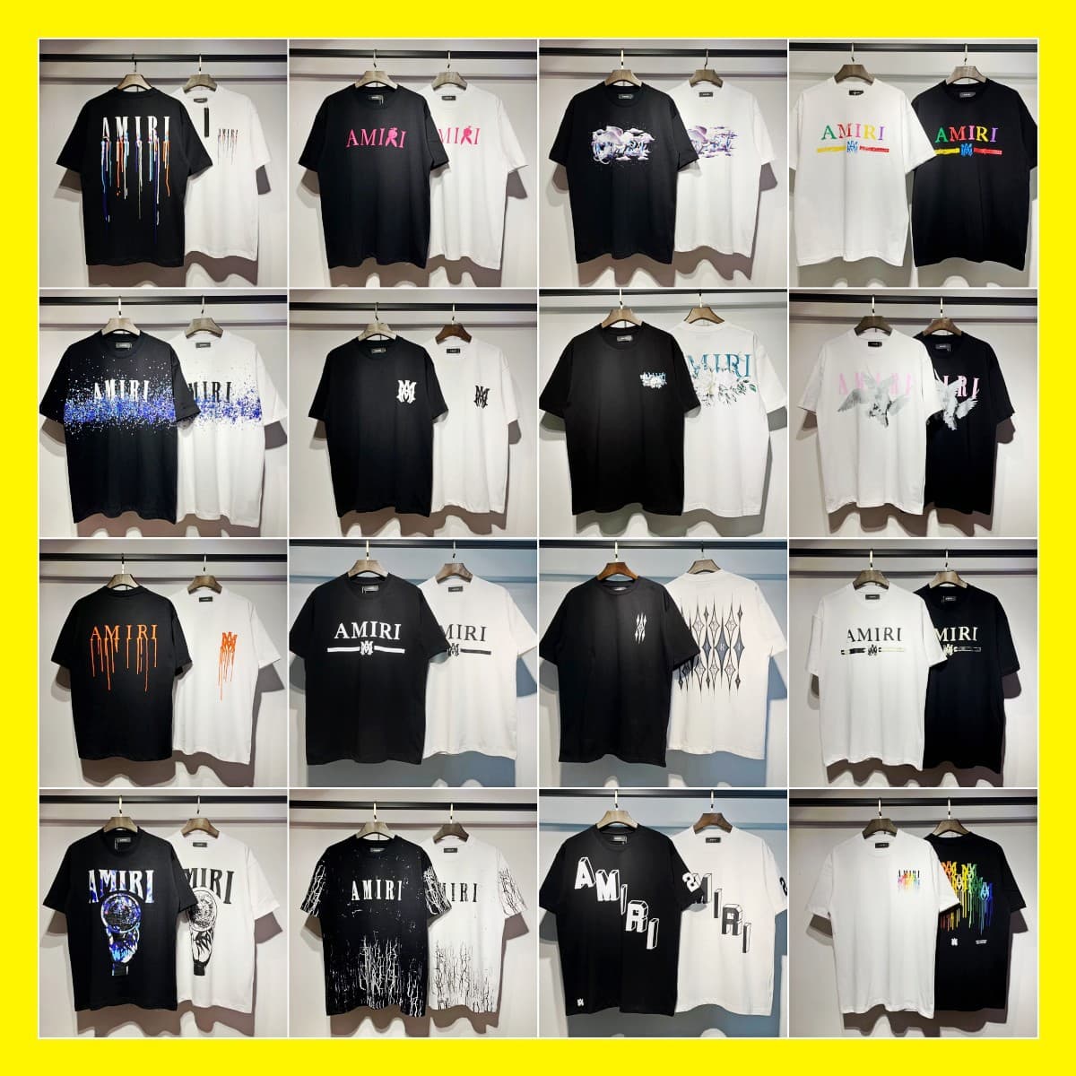 [260g] am peace dove flow paint graffiti letters starry sky classic logo print short-sleeved couple T-shirt iri - OopBuy Spreadsheet