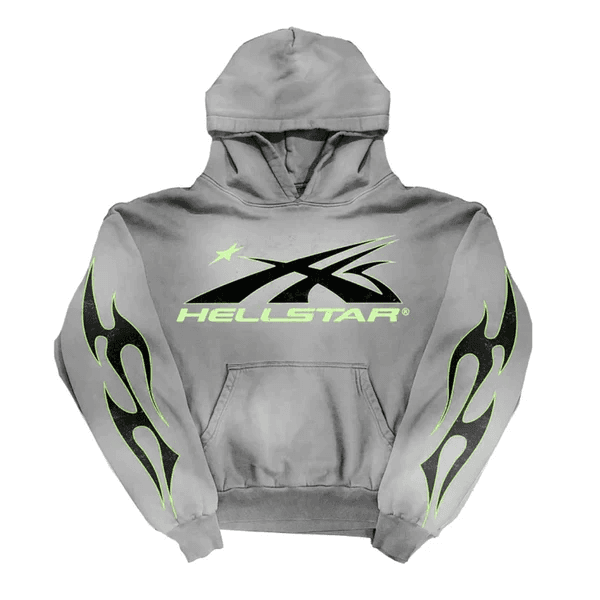Hellstar Flame Hoodie Green/Grey - OopBuy Spreadsheet