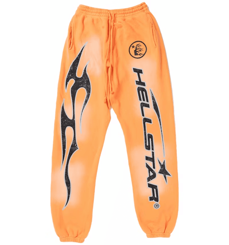 Hellstar Fire Orange Closed Elastic Bottom Sweatpants Orange Dye - OopBuy Spreadsheet