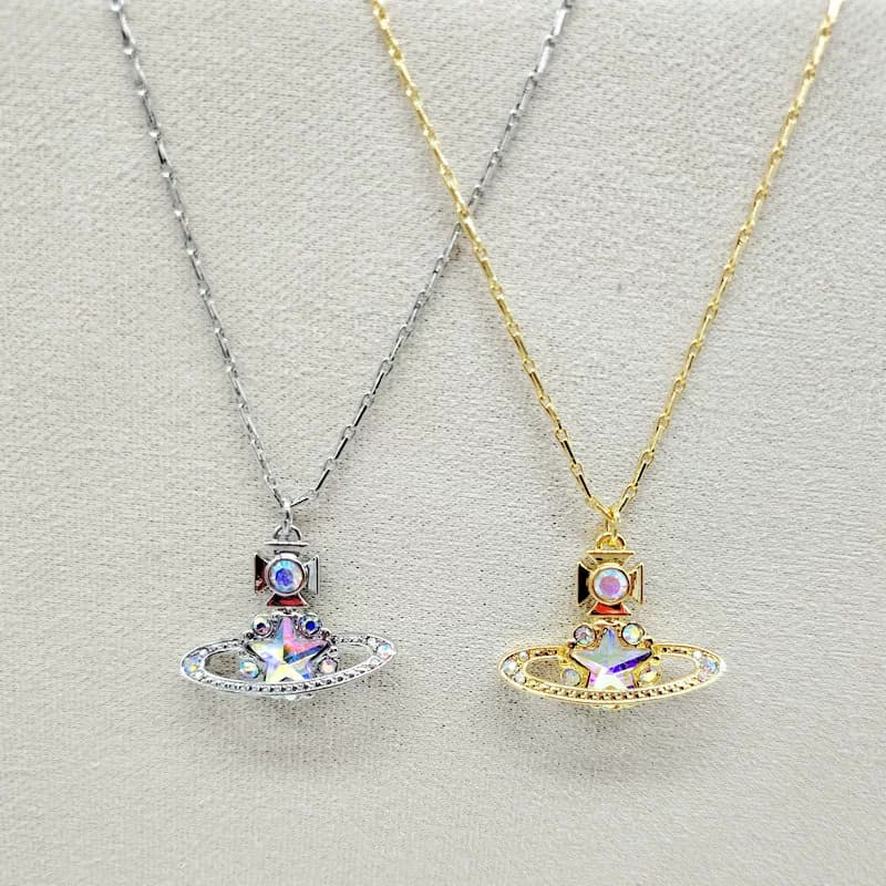 European and American Fashion Gold Five-pointed Star Glass Saturn Necklace - OopBuy Spreadsheet