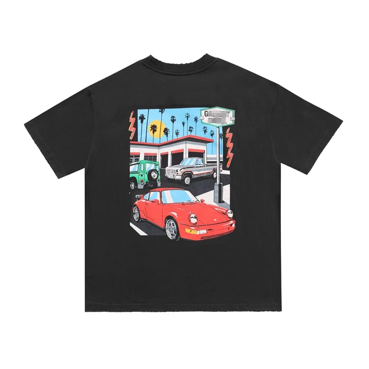 Short-sleeved T-shirt with painted car print on the back - OopBuy Spreadsheet