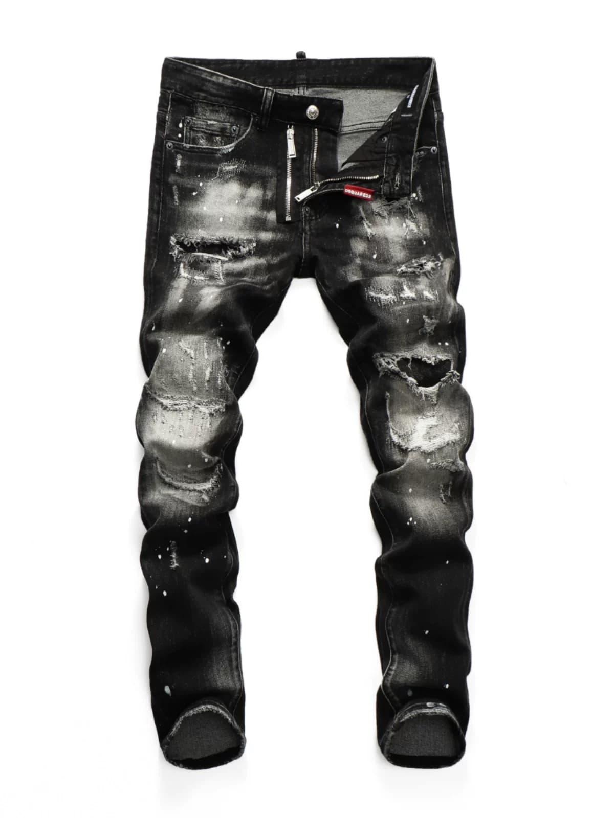 Autumn and winter hole Hong Kong style washed trendy men's feet nightclub patch quality D2 jeans trousers men's male god pants