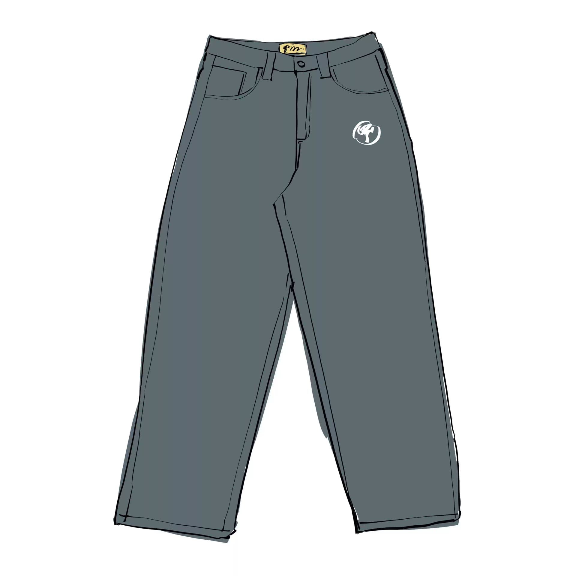 Per embroidered p long jeans