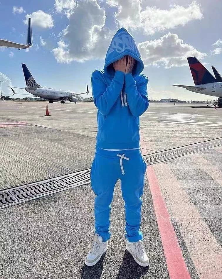Drill Syna World Tracksuit American hip-hop hooded plus velvet sweatshirt men's trendy sports suit - OopBuy Spreadsheet