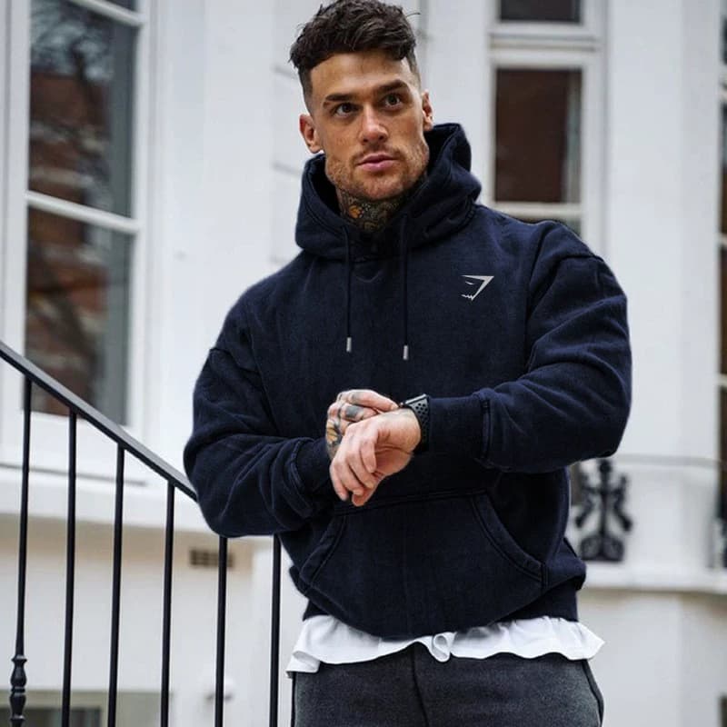 Muscle iron fitness sweater men's national trend sports hooded pullover warm plus velvet basketball training breathable top - OopBuy Spreadsheet