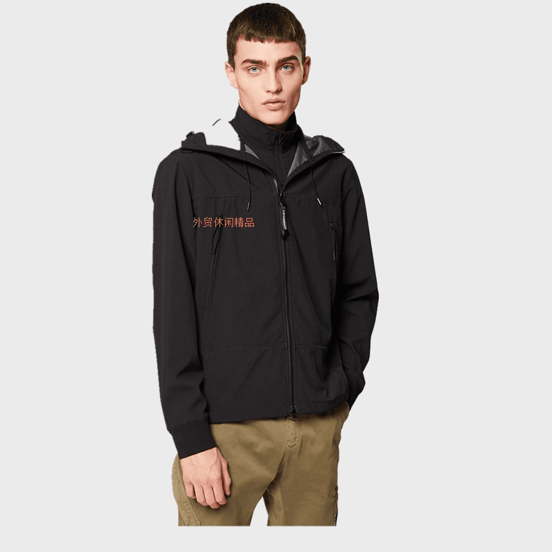 New Men's Autumn and Winter Plus Velvet Men's Cardigan Zipper Jacket CP Goggle Hood Jacket