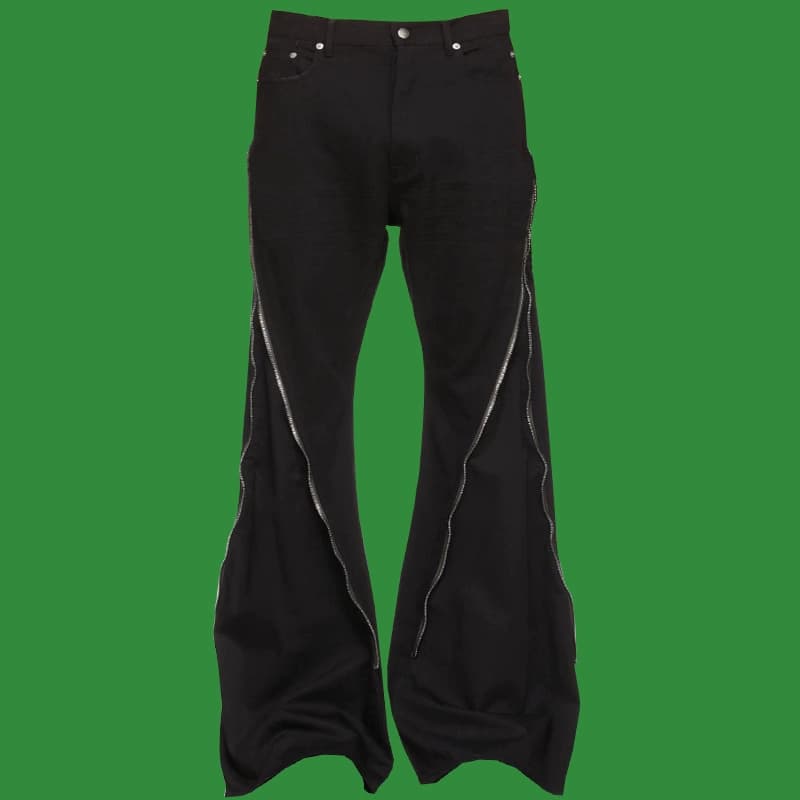RO2023 new full zipper bell-bottom pants catwalk fashion high street trend trousers unisex dark Japanese style - OopBuy Spreadsheet