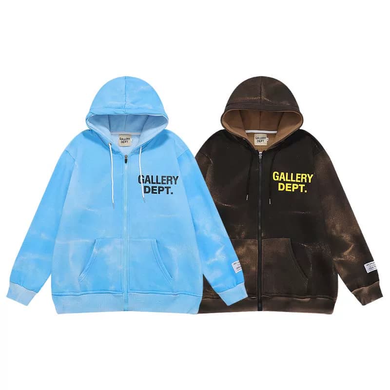 GALLERY DEPT autumn new tie-dye zipper cardigan sweater high street retro cotton loose hooded jacket