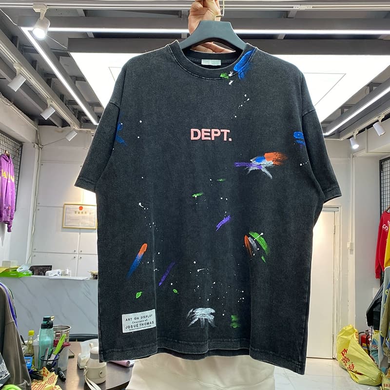 Gallery dept foam letters color splash ink retro wash old loose summer casual short-sleeved T-shirt - OopBuy Spreadsheet