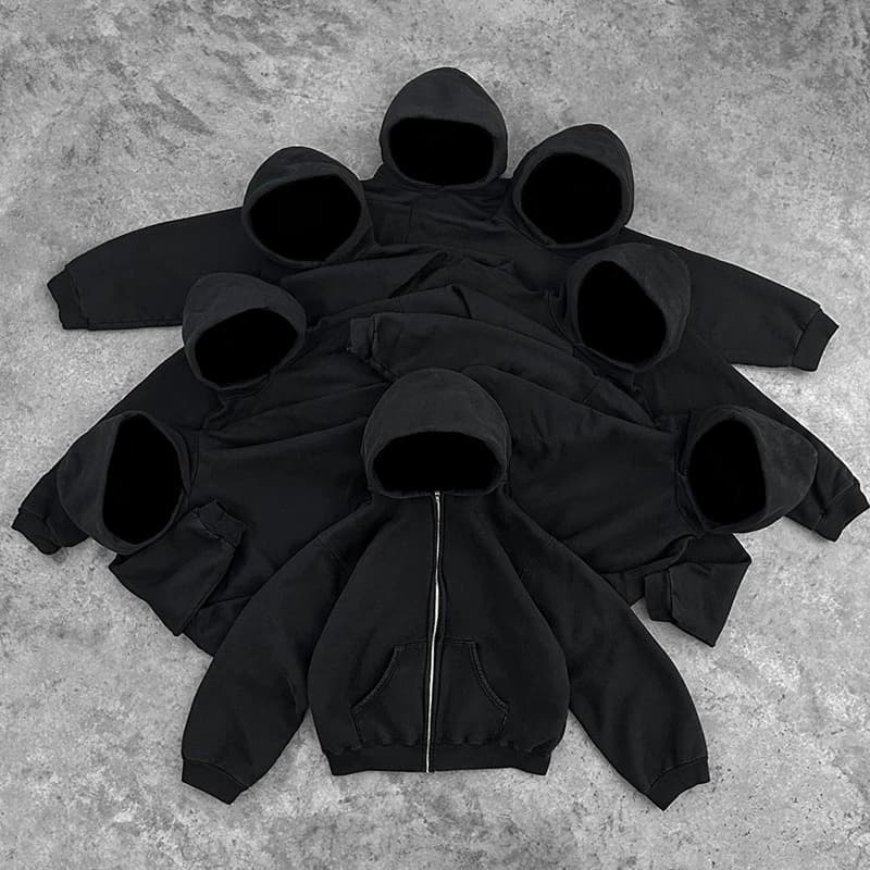 Autismss Treasure House Heavy Autumn Solid Black Hooded Cardigan Jacket All-match Classic College Style - OopBuy Spreadsheet