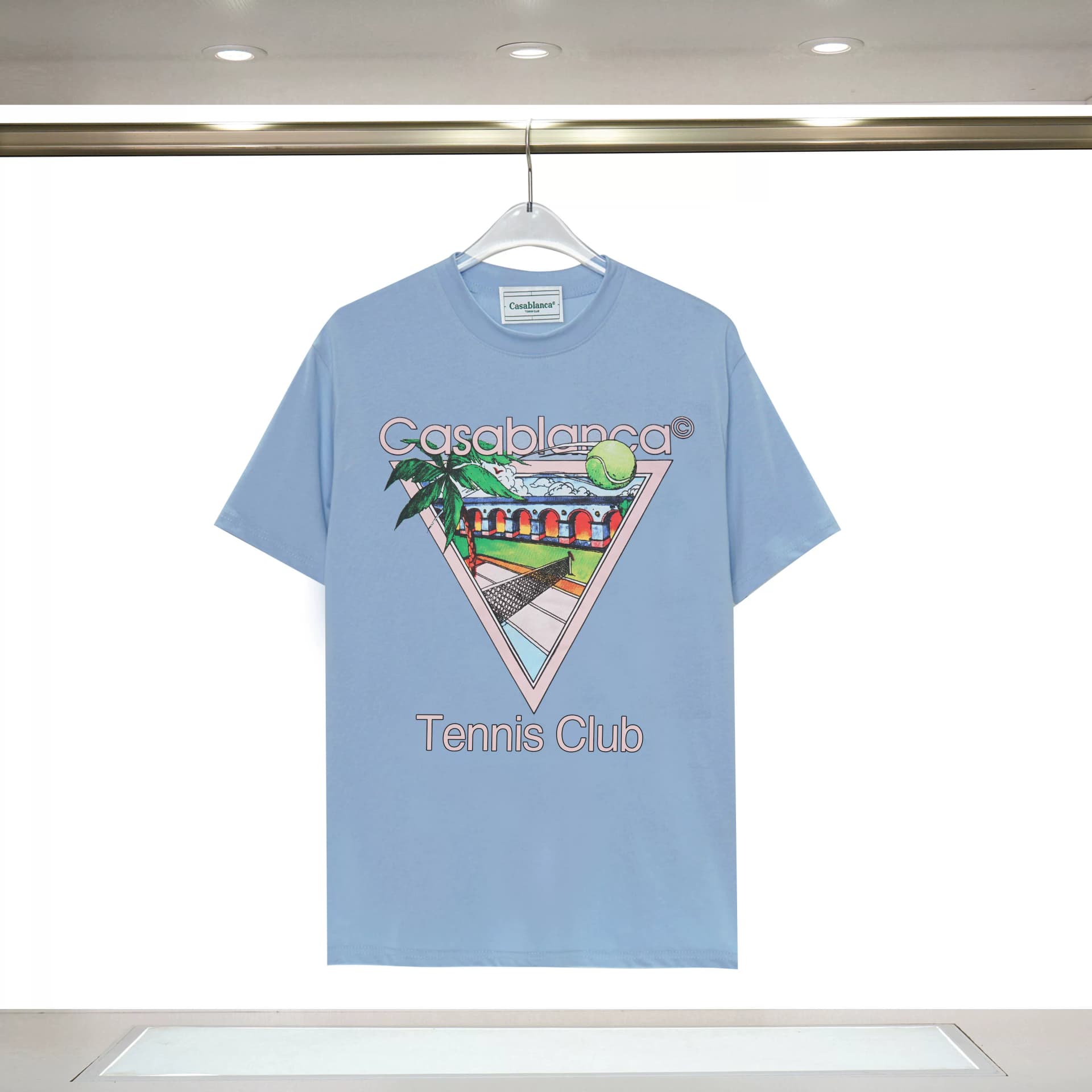 European style niche trendy landscape printing men women's summer T-shirt 220g heavy cotton loose short sleeve t shirt