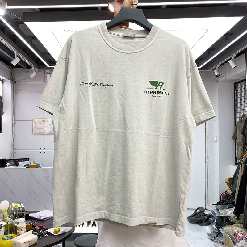 REPRESENT MAN embroidered small letters high street washed old retro loose hip-hop men and women short-sleeved T-shirt summer - OopBuy Spreadsheet