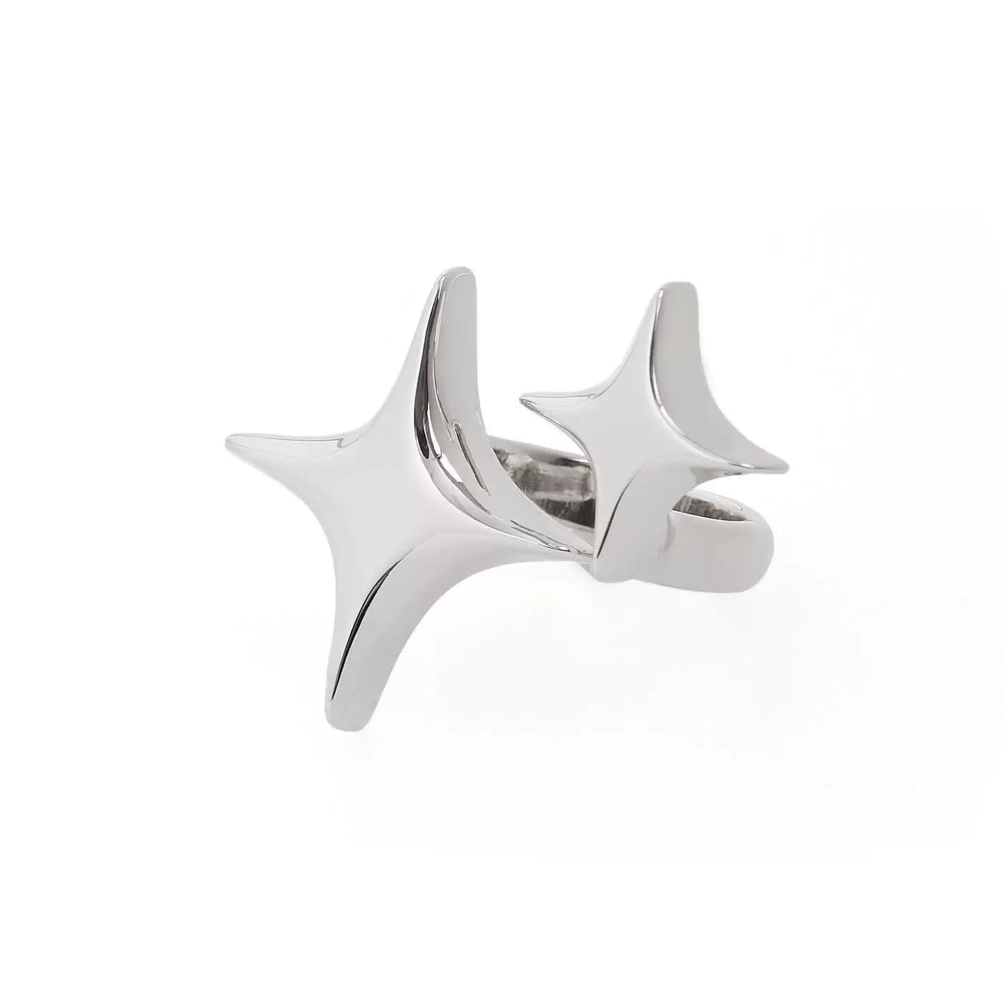 Fe3cSS21 bling bling ring star ring silver fine-tunable