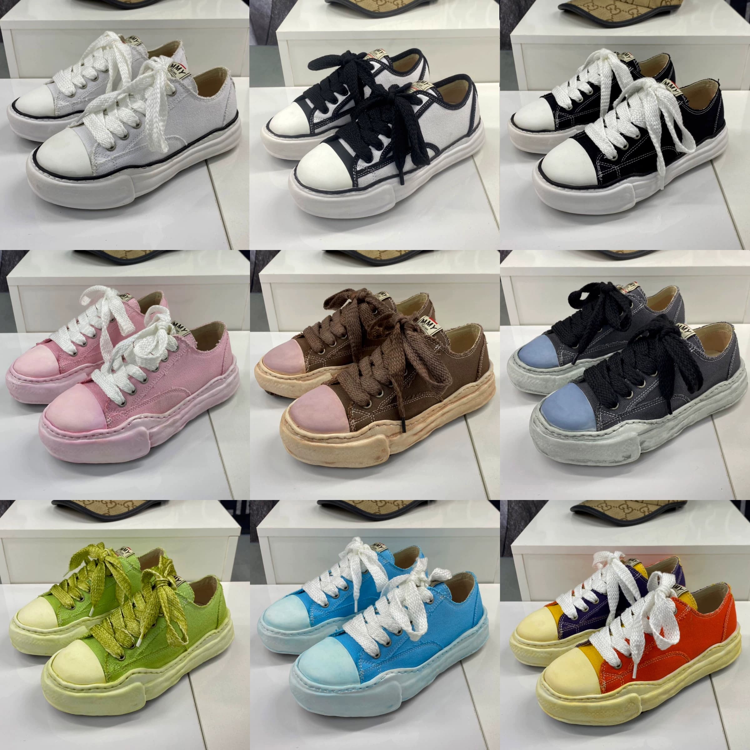 MMY Sanyuan canvas shoes women's flat shoes Kangyu color matching couple shoes thick bottom retro Japanese style trendy shoes men - OopBuy Spreadsheet