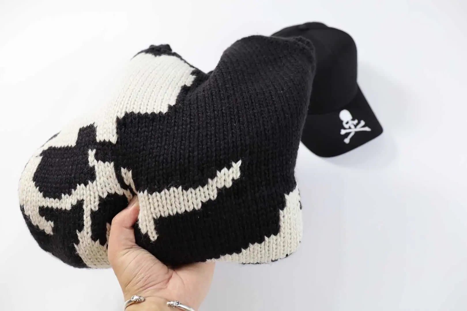 Original mmw mj same style sweater skull woven jacquard ribbon destroyed hole dark knitted sweater sweater