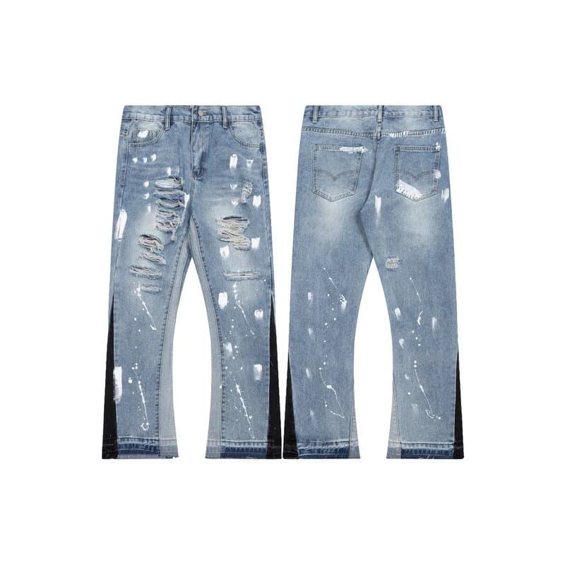 Glery dpt retro distressed ink-splashed high street vibe straight wide-leg jeans - OopBuy Spreadsheet
