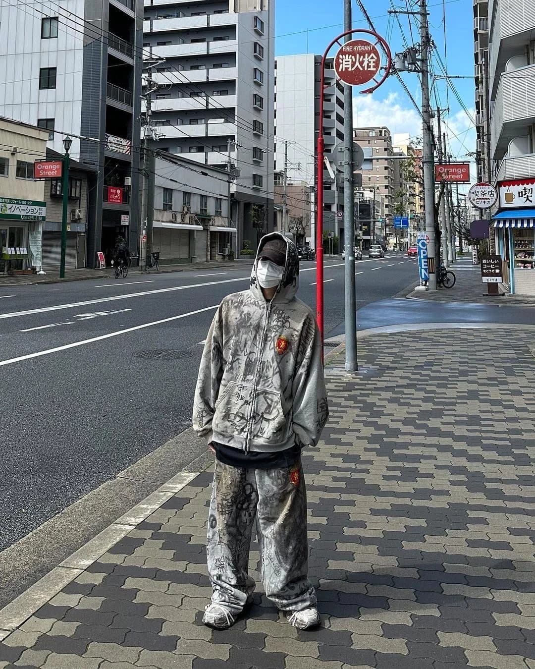 Spot/B mud show skater graffiti mud dyed old destruction hand-painted graffiti zipper hooded sweatshirt baggy sweatpants suit - OopBuy Spreadsheet