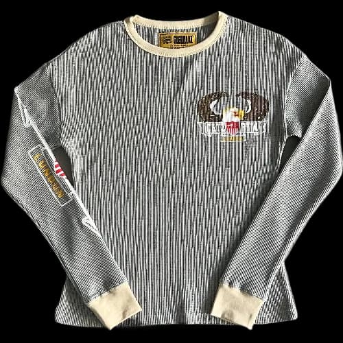 corteiz Long-sleeve Eagle Print Waffle -Light Gray