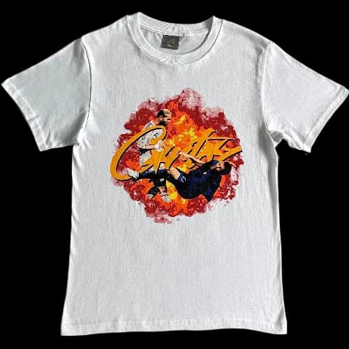 corteiz tee football flames