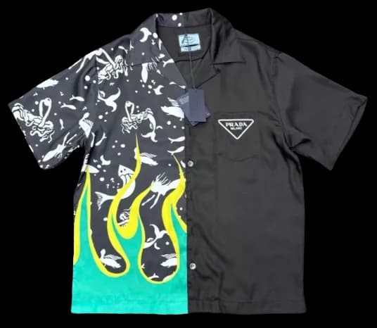 Prada Green Flames Polo