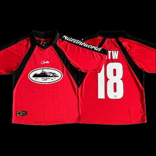 corteiz jersey panel - red