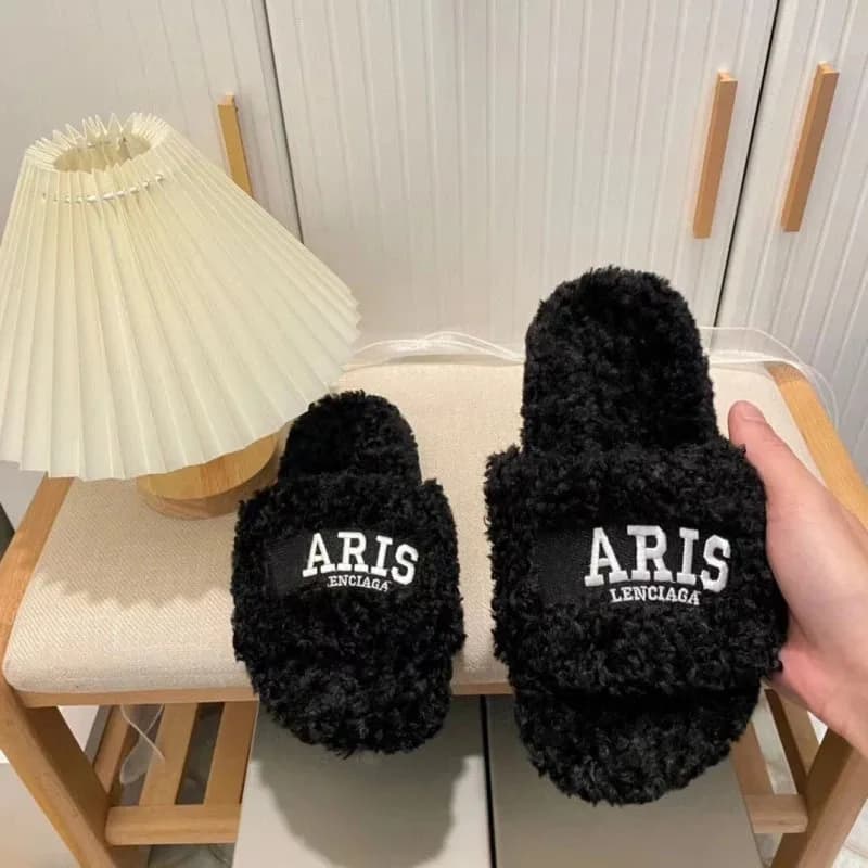 Balenciaga Paris Fur Slippers