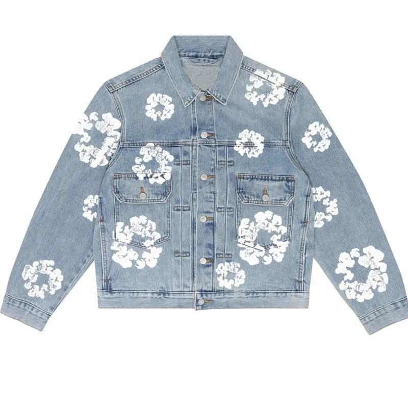 Denim Tear Hip Hop Kapok Printed Cardigan Loose Jacket Men s Trendy Fashion Casual Versatile Denim 32