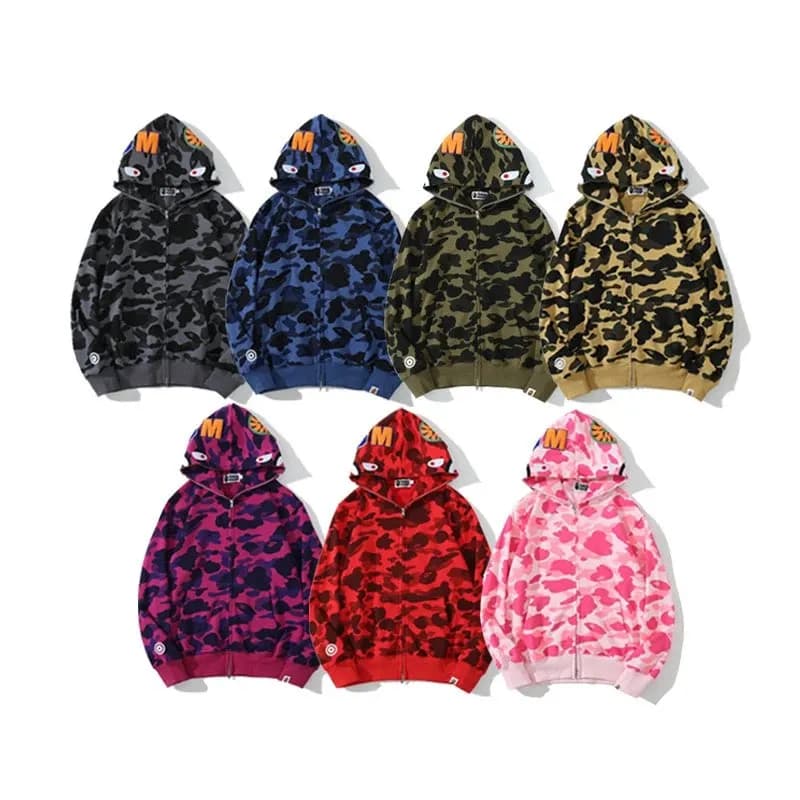 bap e Shark autumn hooded sweatshirt men s youth cardigan zipper embroidered jacket 3