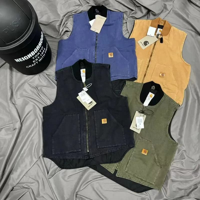 Drop shipping CRHT v20 retro washed canvas thick quilted cotton vest for men and women loose and versatile 20