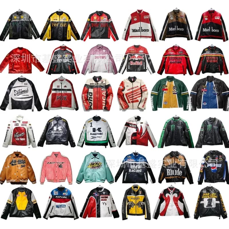 2025 cross border American style heavy craft stitching full style pu leather jacket American retro street style motorcycle racing suit for men and women 7