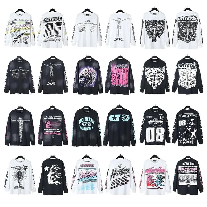 Cross border 2024 Hellstar TShirt Autumn Fashionable High Street Loose Long Sleeve T shirt for Men and Women 96