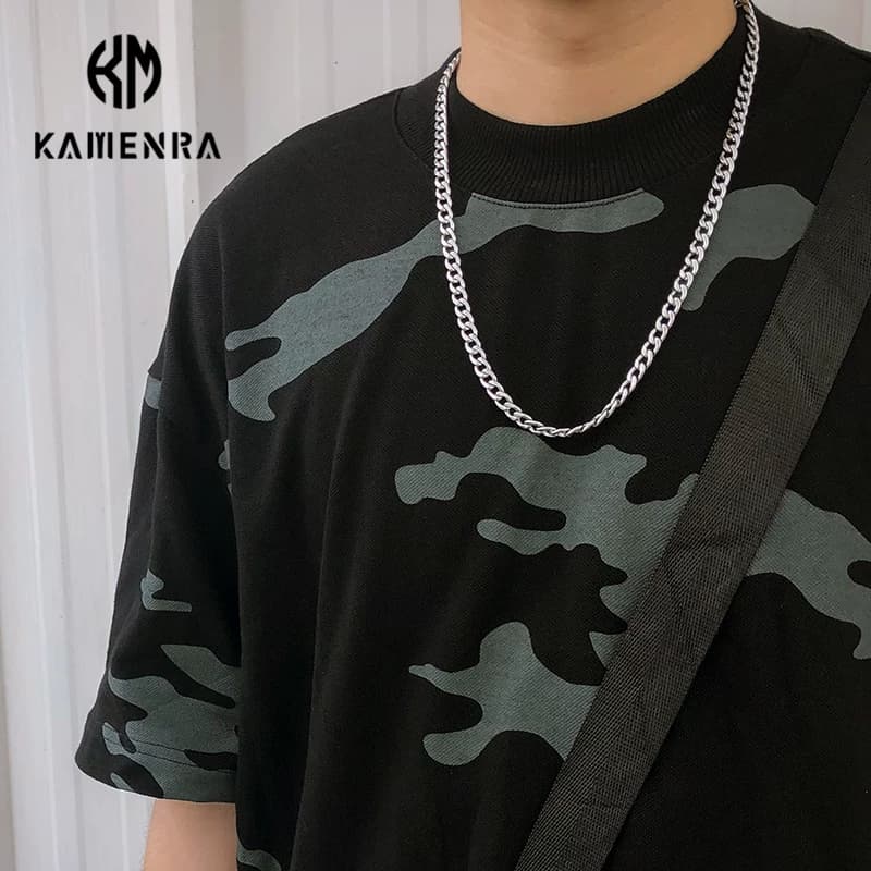 Carmen tide brand ins net red titanium steel chain personality Cuban chain fashion all-match cold style men and women necklace jewelry