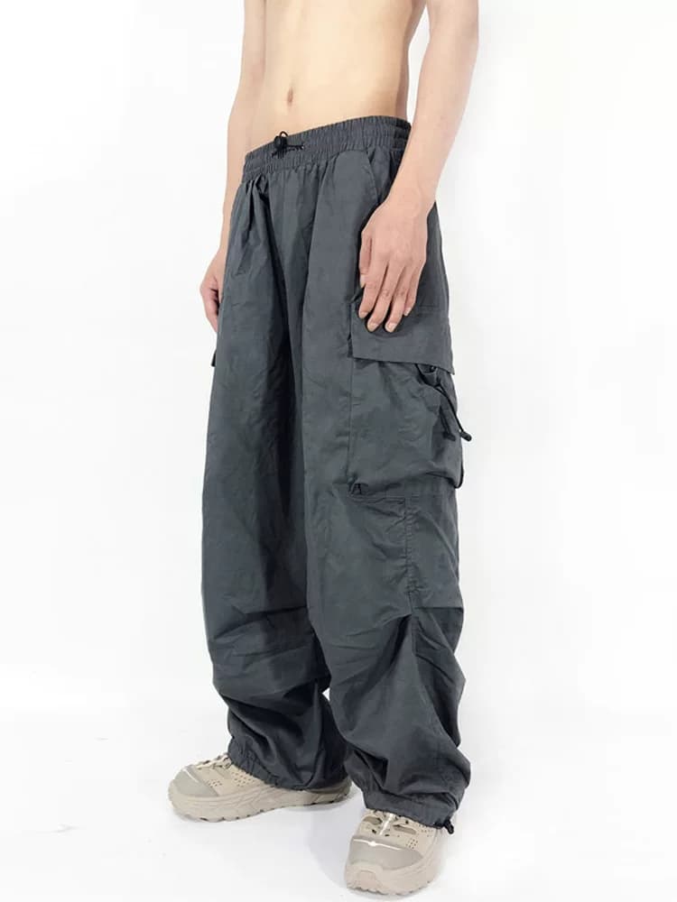 Overalls men's trendy brand ins high street drawstring hip-hop loose straight leg wide-leg drape street casual trousers