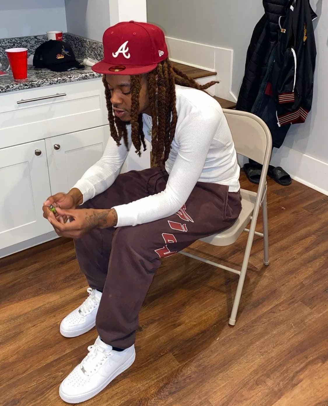 Spot SickoBornFromPain1993 Kid King Ian Letter American Trend Hip Hop Loose Cotton Brown Sweatpants