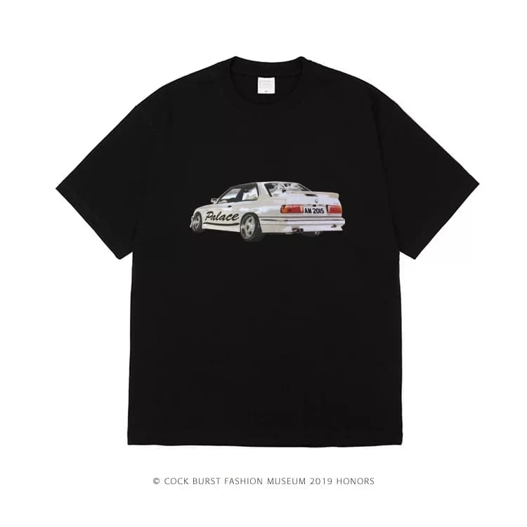 ASAP ROCKY same style car printed short sleeve T-shirt men's Hip Hop Street Tide brand loose-fitting plus size half-length sleeves