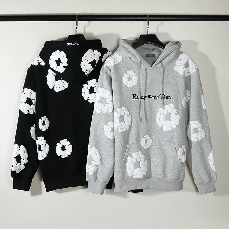 2024 American high street style foamed kapok embroidered English letters graffiti hooded sweatshirt for men and women couples jacket