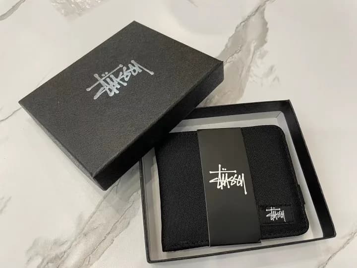 Stus wallet 2022 new canvas simple short card holder bus work card bag Stus solid color small wallet
