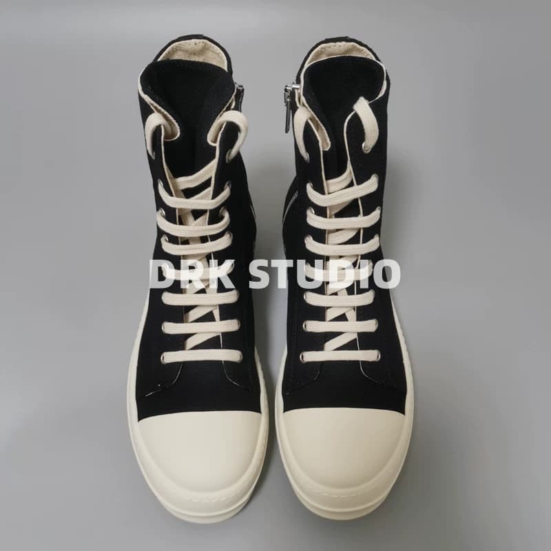 D's homemade 19ssRO sub-line black and white canvas high-top shoes milky bottom double-line men and women couple shoes dark trendy shoes